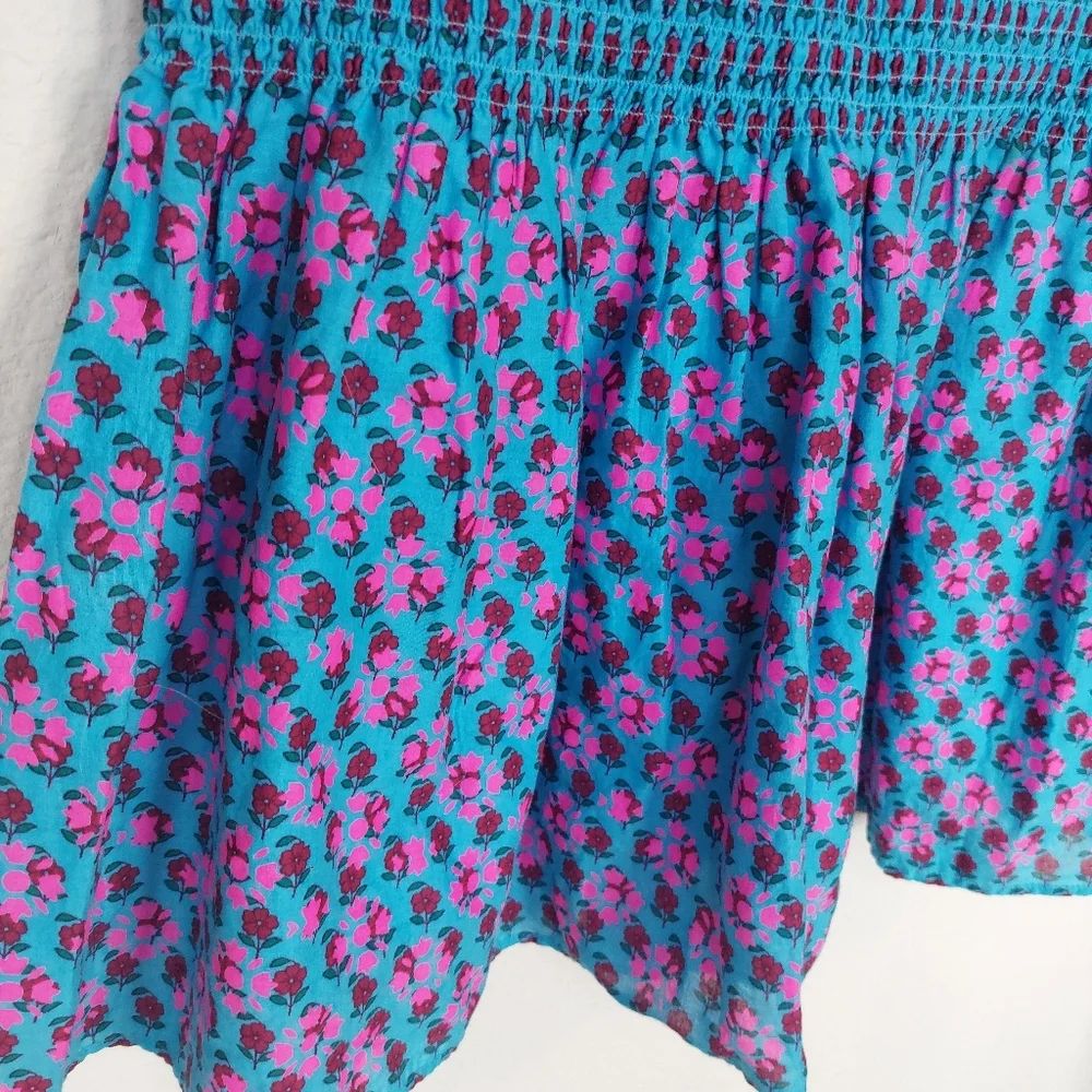 J.Crew‎ Smocked Skirt in Layered Floral Block Print Size 4